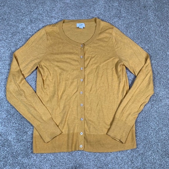 Old Navy Womens Cardigan Sweater Yellow Button Down Long Sleeve Ltweight Medium - Picture 1 of 5